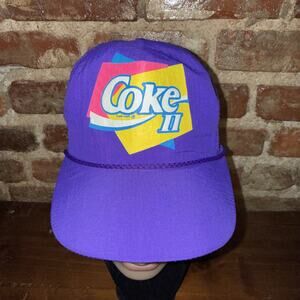 VINTAGE 90s Coca Cola II New Coke Promo Neon Purple Snapback Hat GAPER DAY EUC